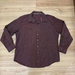 90s Express Structure burgundy stripe cotton dress shirt